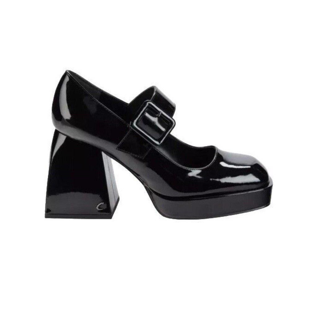 NWT CIRCUS Sam Edelman Khiara Square Toe Pumps Sz 10 Black Faux Patent Leather